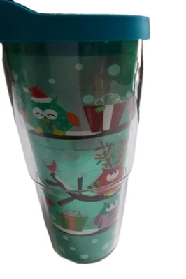 Contenedor de bebidas Tervis 24 oz plástico invierno búhos nieve regalos azul Foto 1 de 4