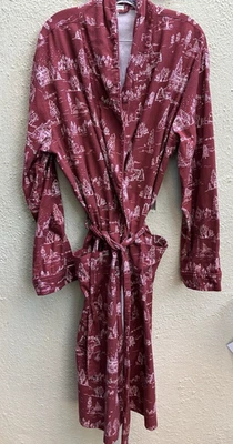 Фланелевый халат Garnet Hill из 100% органического хлопка пима с большим деревенским принтом 25 дюймов x 50 дюймов - Изображение 1 из 4