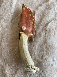 Vintage Rare R Johnson Hunting Fix Blade knife + sheath bone handle 4" blade - Picture 1 of 12