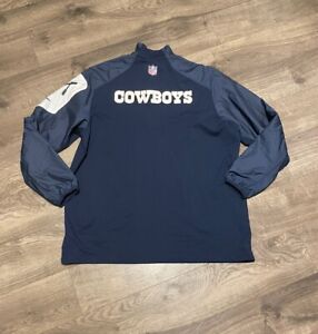 Nike Dallas Cowboys Windbreaker Men Sz XL Blue On Field Apparel 1/4 Zip Pullover