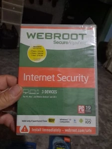 Webroot Secure Anywhere Internet Security 3 Device Software CD Windows IOS Mac - Picture 1 of 6