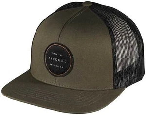 Gorra de camionero Rip Curl para hombre nueva con etiquetas paneles de malla plana Bill verde bosque gorra a presión - Imagen 1 de 2