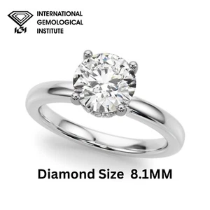 18K White Gold - IGI 2Ct Lab Grown Diamond Solitaire Hidden Halo Engagement Ring - Picture 1 of 13