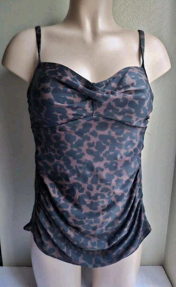 Merona Leopard Print Tankini Top Medium Brown Black - Image 1 of 4