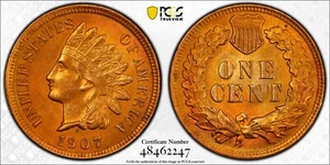 1907 Indian Head Cent Philadelphia Mint PCGS UNC Details Cleaned - Picture 1 of 3
