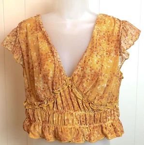 NWT Gypsies & Moondust Women's XL Top Cap Sleeve V-Neck Cinched Waist Romantic - Picture 1 of 9