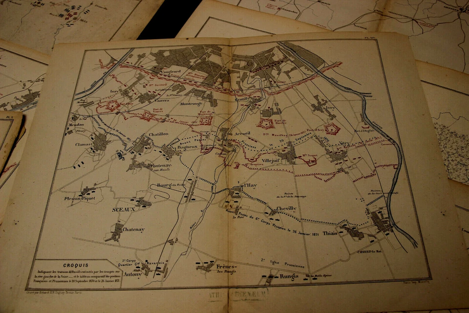 PLANS  DU  SIEGE  DE  PARIS   GUERRE  DE  1870 - Photo 1/4