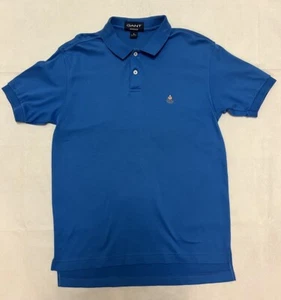 Vintage Gant Rugger Short Sleeve Blue Cotton Polo Shirt Mens SML Made In USA EUC - Picture 1 of 8