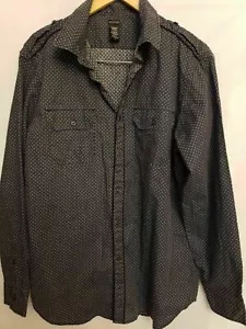Structure Men's Long Sleeve Shirt Black with Blue & white prints, Size L - Picture 1 of 5