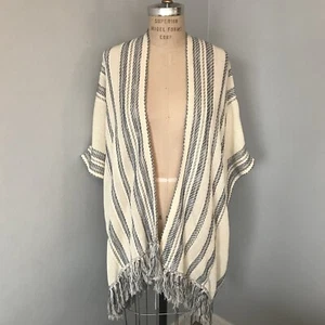 Chaleco Kimono Lucky Brand Mujer Extra Pequeño Boho Tejido Flecos Azul Crema Nuevo con Etiquetas - Imagen 1 de 12