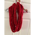 Red Netted Sequin Infinity Scarf - One Size