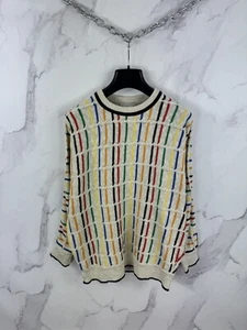 Vintage Carlo Colucci Multicolor Cotton/Linen 3D Knit Sweater Size 50 - Picture 1 of 15