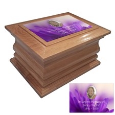Wooden Cremation urn ashes casket Flower Petals personalised oak adult human urn