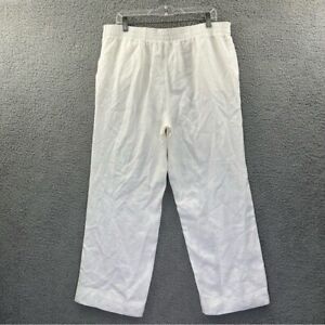 Chico's High Rise Pull On 100% Linen Pants White Women's 2.5P L/14 x 28