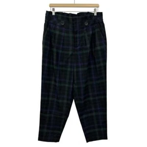 Torrid Women’s Blue & Green Plaid Paperbag Tapered Pants Size 10 - Picture 1 of 7