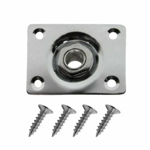 New Output Plate + Female Jack Square Chrome Guitar Les Paul, SG etc... - Picture 1 of 10