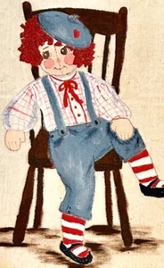 2 Raggedy Ann & Andy Original Acrylic  Paintings on Muslin Signed Framed EUC - Picture 1 of 5
