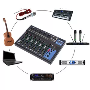 5 Channel Mini Audio Mixer Bluetooth USB Sound Mixer Amplifier Studio DJ Live - Picture 1 of 12