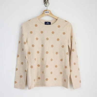 Lands End Sweater Womens Small Brown Cashmere Polka Dots Pullover Lightweight - Image 1 of 4