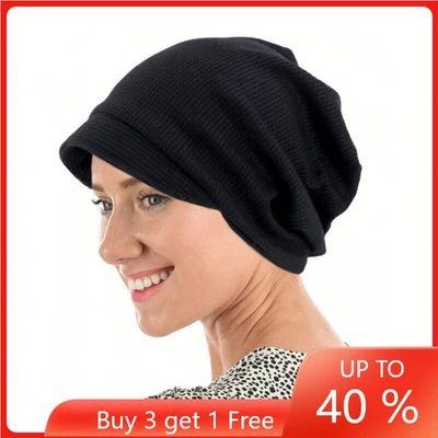 Women Hair Loss Scarf Cancer Chemo Cap Brim Muslim Turban Hat Hijab Head Wrap - Image 1 of 4