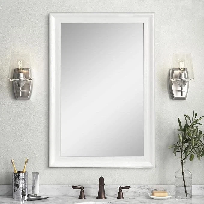 CULER White Wood Wall Mirror for Bathroom,Rectangle Rustic 24 x 36 inch Hanging - Image 1 of 1