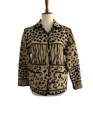 Chaqueta Blazer Jane Ashley Mujer Tapiz Tostado y Negro Estampado Animal Talla Pequeña Foto 1 de 4