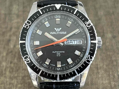 Waltham Diver's Black Dial Automatic Day Date 25Jewels 36mm Vintage Men's watch - Image 1 of 4