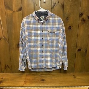 Vissla Flanellhemd Herren Large blau weiß kariert Baumwolle Langarm Freizeit - Bild 1 von 7