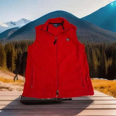 VTG Polo Ralph Lauren Vest Mens S Golf Fleece Shield Crest Jacket Synchilla - Image 1 of 4