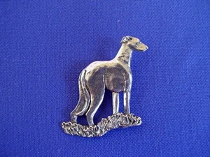 Whippet Greyhound stylized deco pin #11G Pewter Dog Jewelry by Cindy A. Conter - Picture 1 of 1