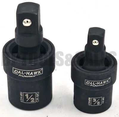2pc Universal Impact Joint Set 1/2" & 3/8" DR. CR-MO Ball Type Swivel Socket - Image 1 of 3