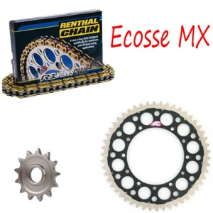Kit pignone gemello catena Husqvarna TC125 TE125 14-22 Renthal oro HD NERO - Foto 1 di 1