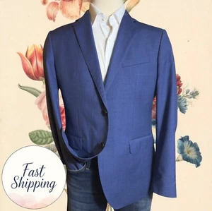 BANANA REPUBLIC Slim fit ITALIAN WOOL Mens Blazer 44R Blue Sport Coat Jacket - Picture 1 of 14
