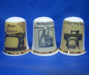 Birchcroft China Fingerhut -- Dreierset -- Sänger Nähmaschine Poster - Bild 1 von 2