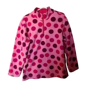 Hanna Andersson Girls 120 6X 7 Years Pink Purple Polka Dot 1/4 Zip Long Sleeve F - Picture 1 of 6