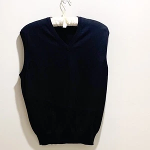 MENS GRAN SASSO  MARK SHALE V-NECK VEST SIZE 50 100% VIRGIN WOOL BLACK - Picture 1 of 6