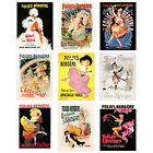 Vintage French Advert Folies Bergre Cabaret Unframed Wall Art Print 9 Pack