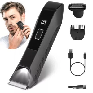 2 In 1 Body Hair Trimmer for Men Electric Groin Hair Trimmer LED Comb Shaver - Picture 1 of 12