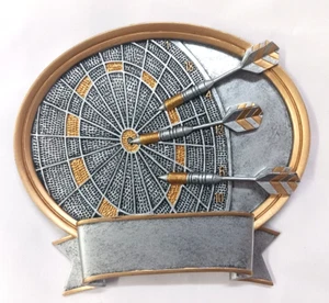 DARTSCHEIBE PLAKETTE TROPHÄE GOLD UND ZINNHARZ VON PDU PLATTE ZUM GRAVIEREN TITELNAME - Bild 1 von 10