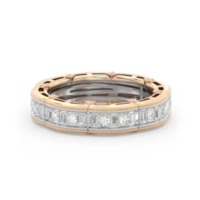 Diamond Eternity Band Round 1 Ct Lab Grown 14K Gold Multi Tone 4.3 MM  E F VS - Image 1 of 4