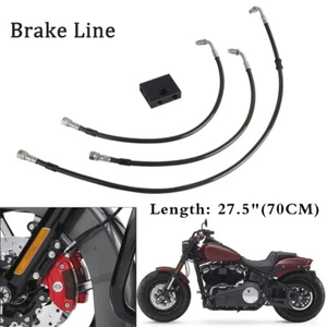 Upper Lower 70cm Extended Front Brake Line ABS For Harley Low Rider Fat Bob FXFB - Picture 1 of 10