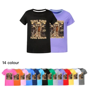 2025 Kids Tung Tung Tung Sahur T-shirt Funny Short Sleeve Cotton Casual Tee Tops - Picture 1 of 16