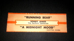 JUKEBOX STRIP (1) SONNY JAMES Running Bear/A Midnight Mood 45 L@@K! - Picture 1 of 1