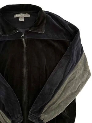 Chaqueta De Colección Perry Ellis America Active Para Hombre XXL Negra Azul Gris Terciopelo Cremallera Foto 1 de 4
