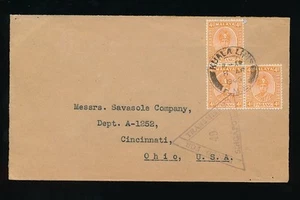 MALAYA PAHANG KUALA LIPIS WW2 CENSOR SINGAPORE TRIANGULAR 1940 to CINCINNATI - Picture 1 of 1