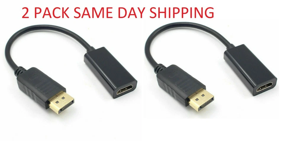 2X Display Port to HDMI Male Female Adapter Converter DisplayPort DP to HDMI - Image 1 of 4