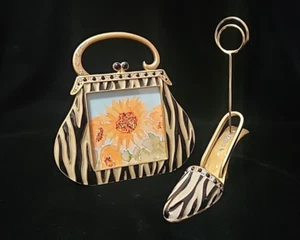 Unique Purse/Handbag 2.5 x 2.5 Photo Frame & Shoe Note/Photo Clip - Picture 1 of 11