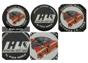 1998 OPENING NIGHT CINCINNATI CYCLONES VINTAGE OFFICIAL IHL HOCKEY PUCK 🇨🇦