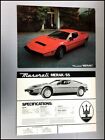 1978 1979 1980 Maserati Merak SS 1-page Car Sales Brochure Leaflet Card 