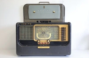 Radio de tubo portátil transoceánica vintage Zenith - no funciona - Imagen 1 de 22